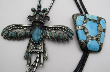 2 BOLO TIE NECKLACES VINTAGE ESTATE