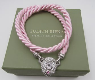 JUDITH RIPKA STERLING SILVER CZ PENDANT NECKLACE