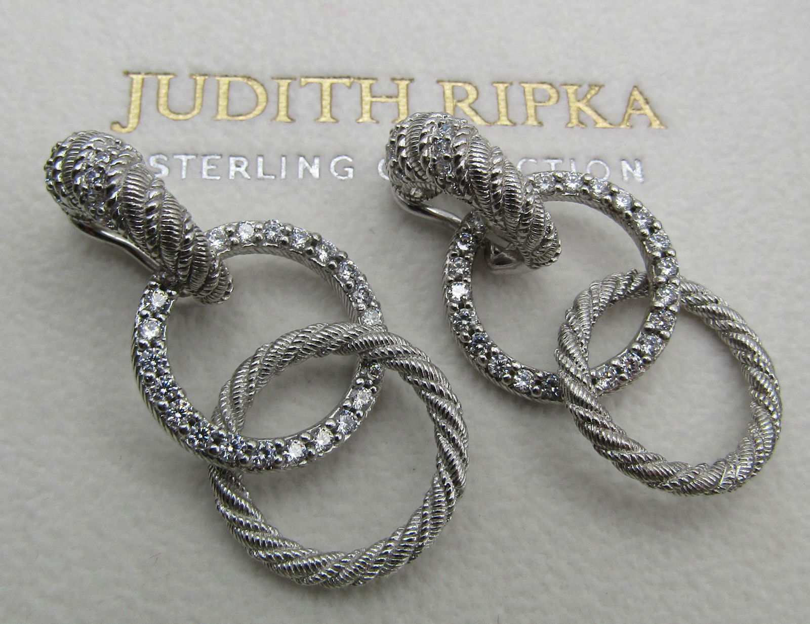 JUDITH RIPKA EARRINGS STERLING SILVER TRIPLE HOOP (1 of 3)