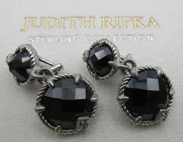 JUDITH RIPKA EARRINGS STERLING SILVER CHECKERBOARD