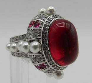 ANNA ZUCKERMAN RUBY CZ RING STERLING SILVER AZL