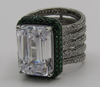 ANNA ZUCKERMAN EMERALD CZ RING STERLING SILVER AZL