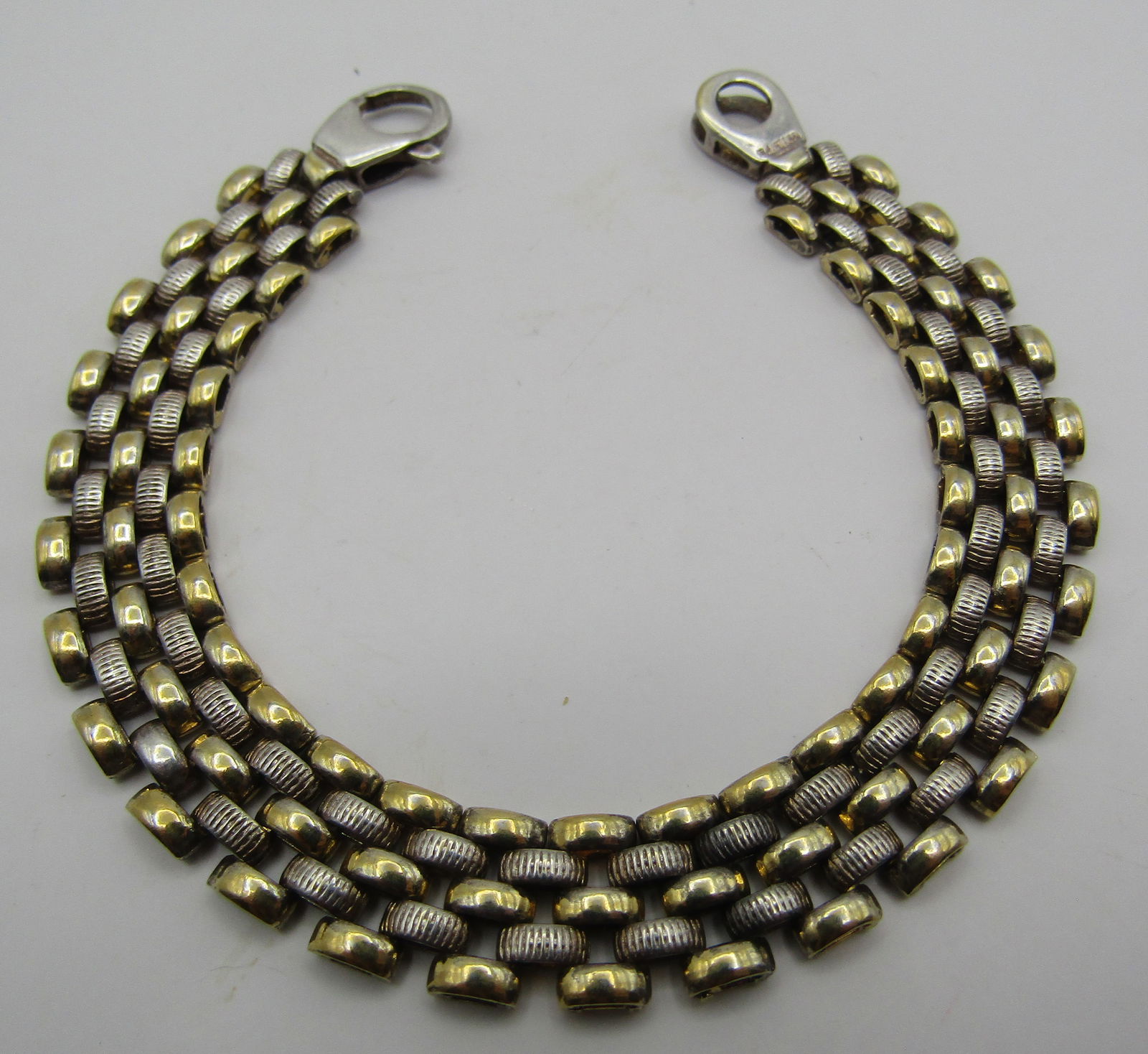 7.25" GOLD ON STERLING SILVER BRACELET LINK CHAIN (1 of 2)