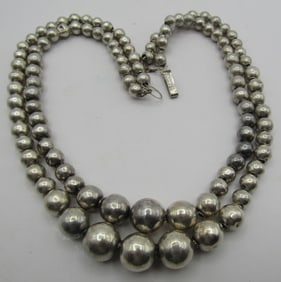 16" DOUBLE STRAND 12MM NECKLACE STERLING SILVER