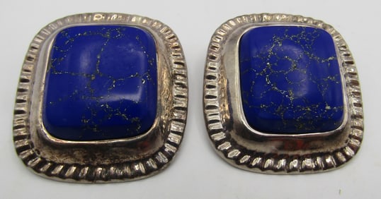 TAXCO DULCO LAPIS EARRINGS STERLING SILVER