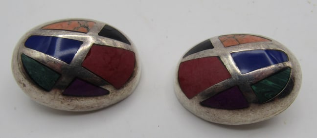 TM-86 TAXCO MULTIGEM EARRINGS STERLING SILVER