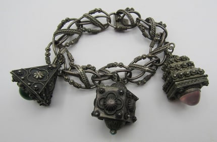 ETRUSCAN POISON CHARM BRACELET 800 STERLING SILVER