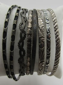 8 ALL STERLING SILVER BANGLE BRACELET 55GRAM LOT