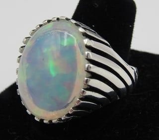 GENUINE 9CT OPAL RING STERLING SILVER SIZE 12 1/2