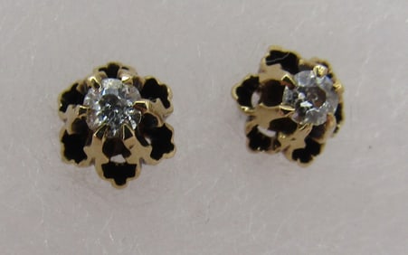 14K GOLD .20CT DIAMOND STUD EARRINGS SCREWBACKS