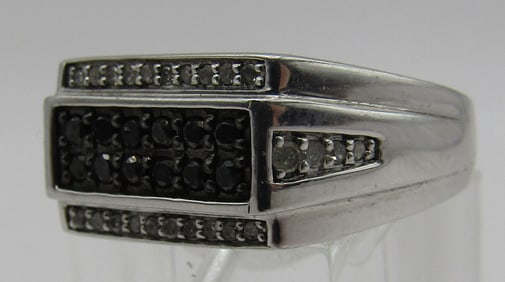 .50CT BLACK & WHITE DIAMOND RING STERLING SILVER