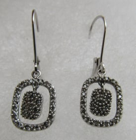 46 DIAMOND CLUSTER EARRINGS 14K WHITE GOLD