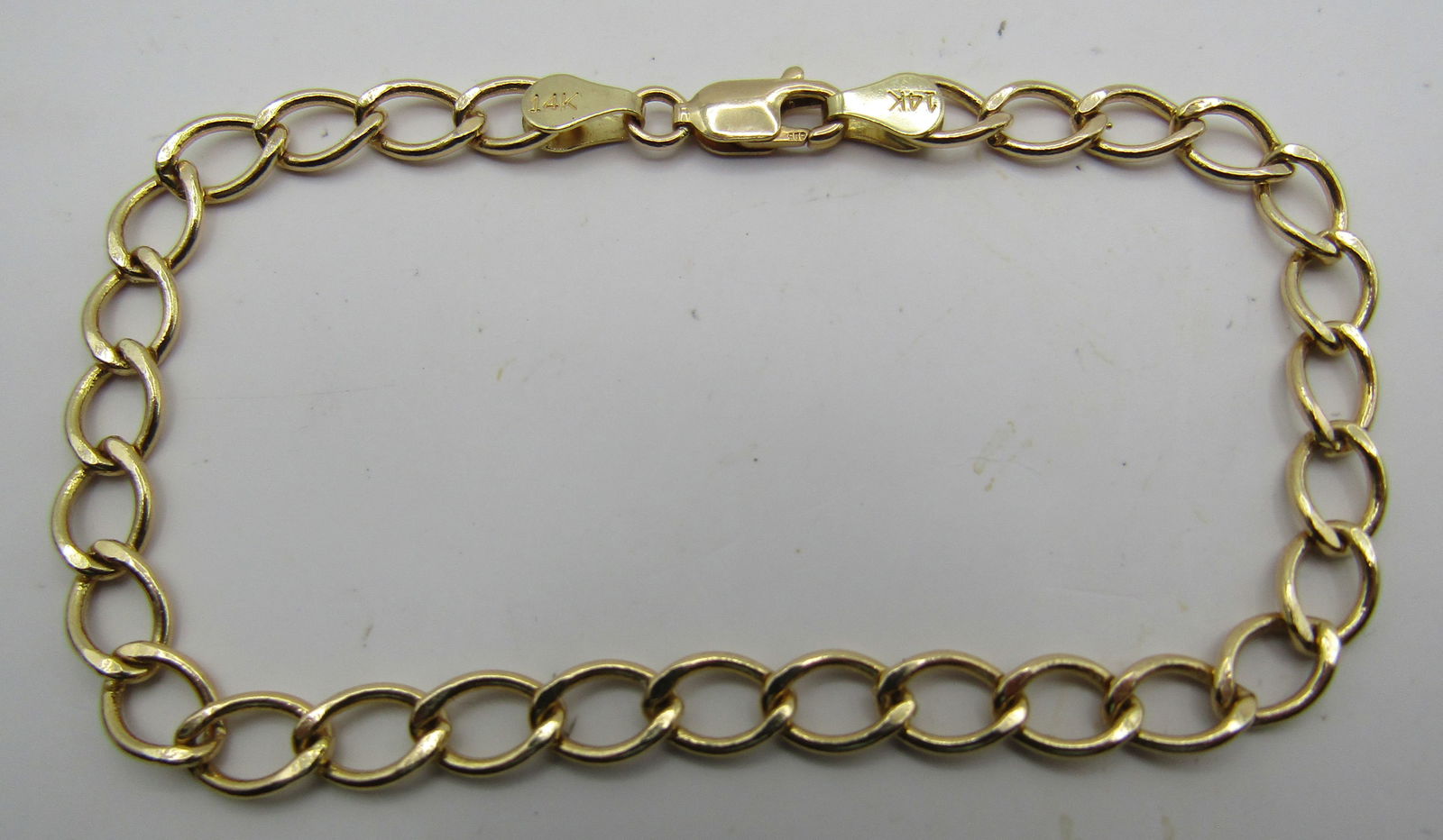 14K GOLD 7" LINK CHAIN CHARM BRACELET 5.5GRAMS (1 of 3)