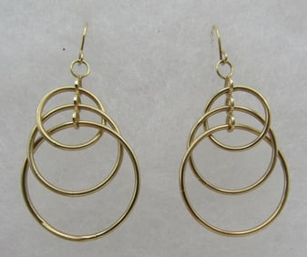 14K GOLD TRIPLE HOOP EARRINGS