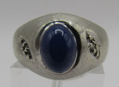 14K GOLD LINDY STAR SAPPHIRE DIAMOND RING