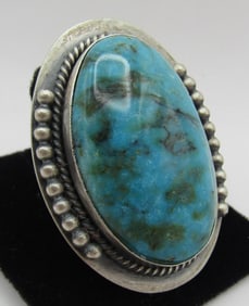 HUGE GILBERT PLATERO TURQUOISE RING STERLING SILVE