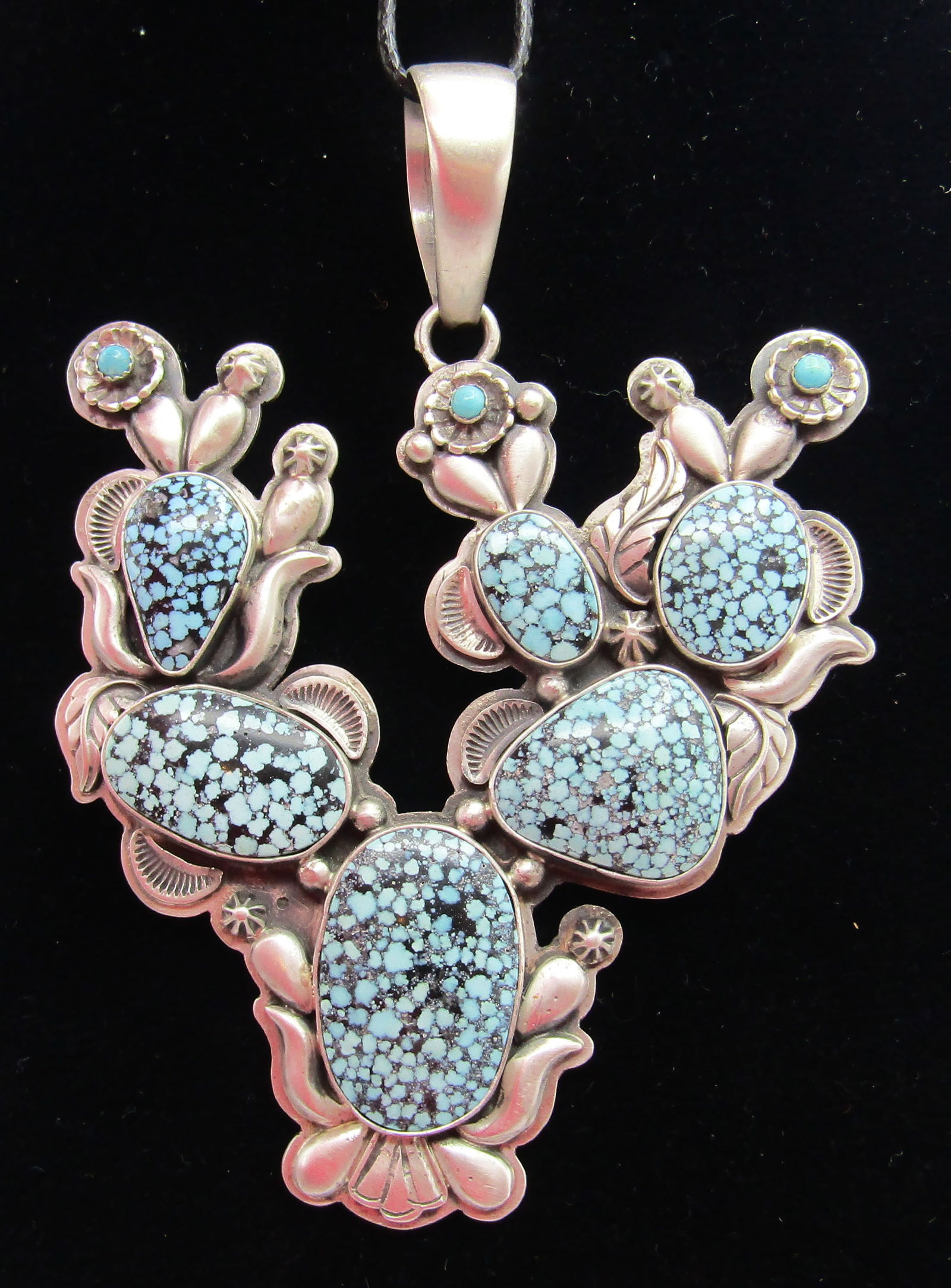 C JOHNSON SPIDERWEB TURQUOISE CACTUS STERLING (1 of 4)