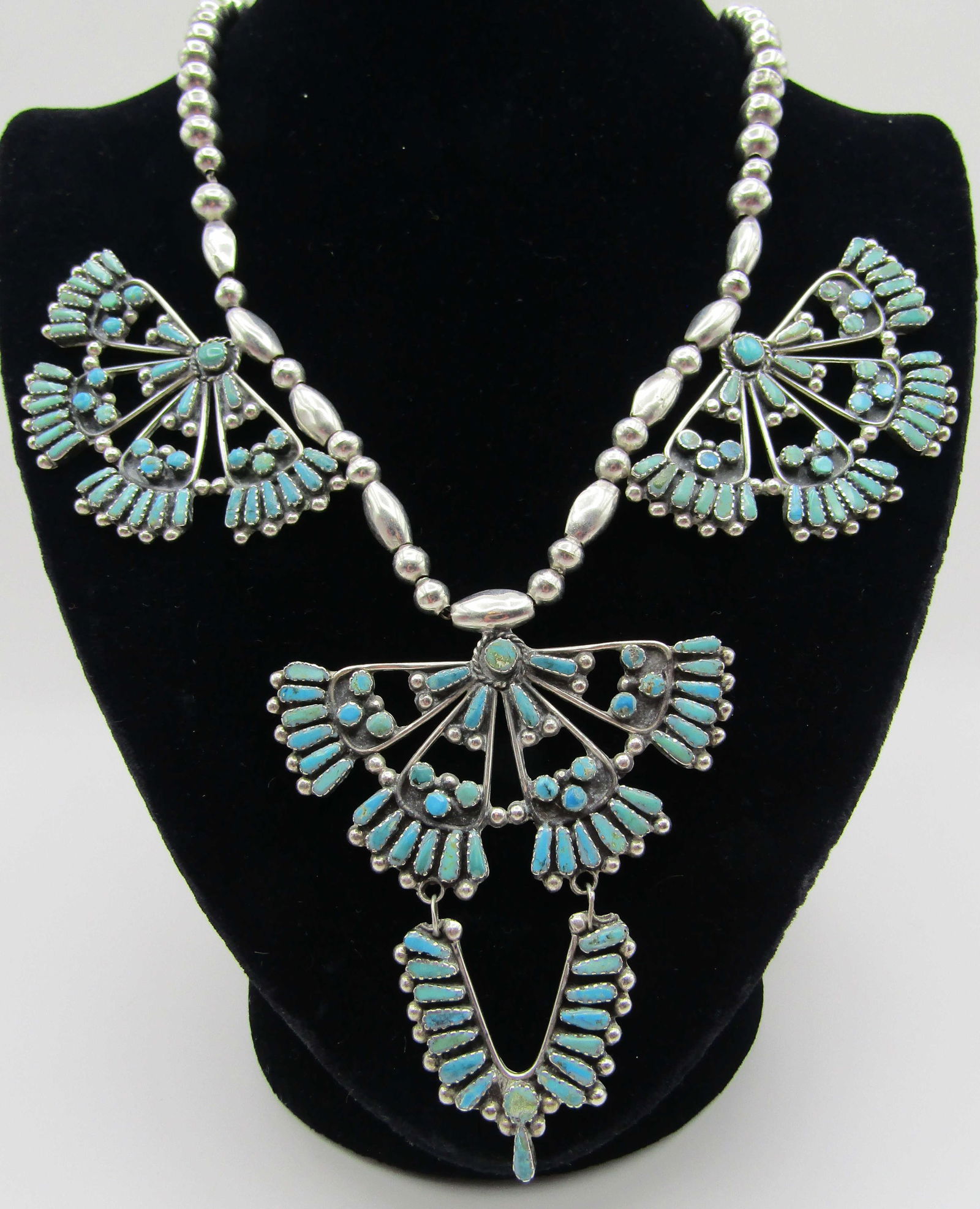 93GRAM PETITPOINT CLUSTER NECKLACE STERLING SILVER (1 of 5)