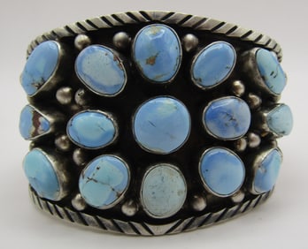 102GR JOHNSON GOLDEN HILLS TURQUOISE CUFF STERLING