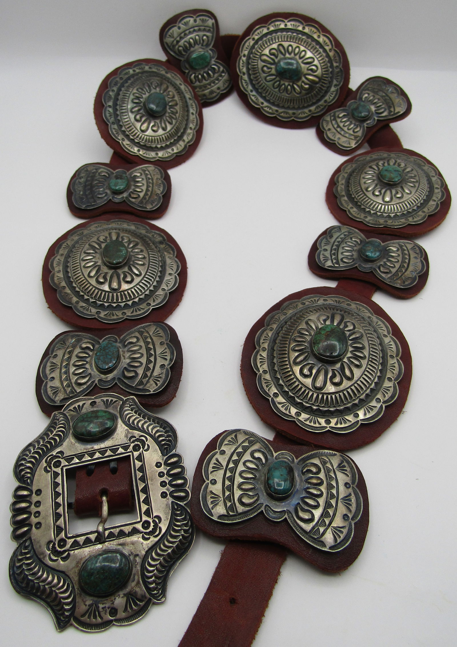 KIRK SMITH TURQUOISE CONCHO BELT STERLING SILVER (1 of 6)