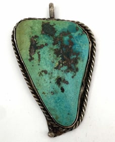 1950s "NAPAHO" STERLING TURQUOISE PENDANT NAVAJO