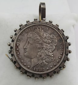 ANTIQUE 1882 O NEW ORLEANS MORGAN SILVER DOLLAR PENDANT