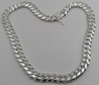 LARGE STERLING SILVER LINK CHAIN NECKLACE  313 GMS