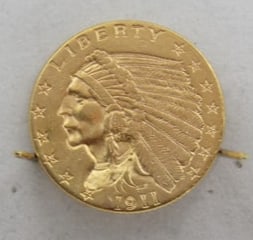 1911 GOLD INDIAN 2 1/2 DOLLAR COIN