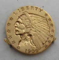 1909 US 2 1/2 DOLLAR GOLD INDIAN COIN