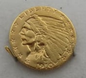 1910 INDIAN 2 1/2 DOLLAR GOLD COIN