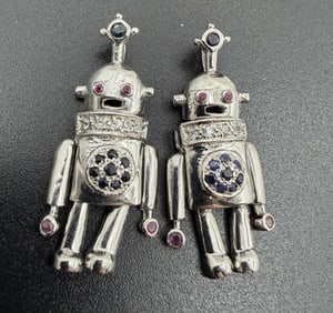 3D ARTICULATED STERLING ROBOT CHARMS RUBY
