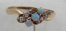 14K ANTIQUE OPAL DIAMOND RING