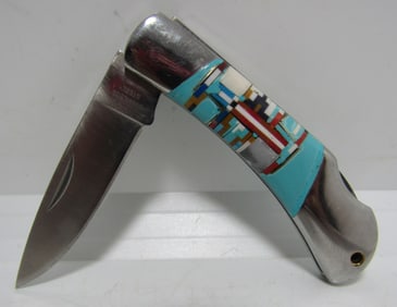 SMALL TURQUOISE INLAY FOLDING KNIFE