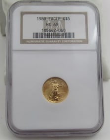 1989 U.S 5 DOLLAR GOLD ROMAN NUMERAL MS69