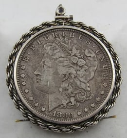 1880 MORGAN SILVER DOLLAR PENDANT STERLING