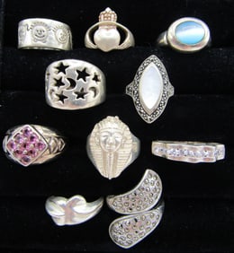 10 RING, ALL STERLING SILVER SIZE 7 COLLECTION LOT