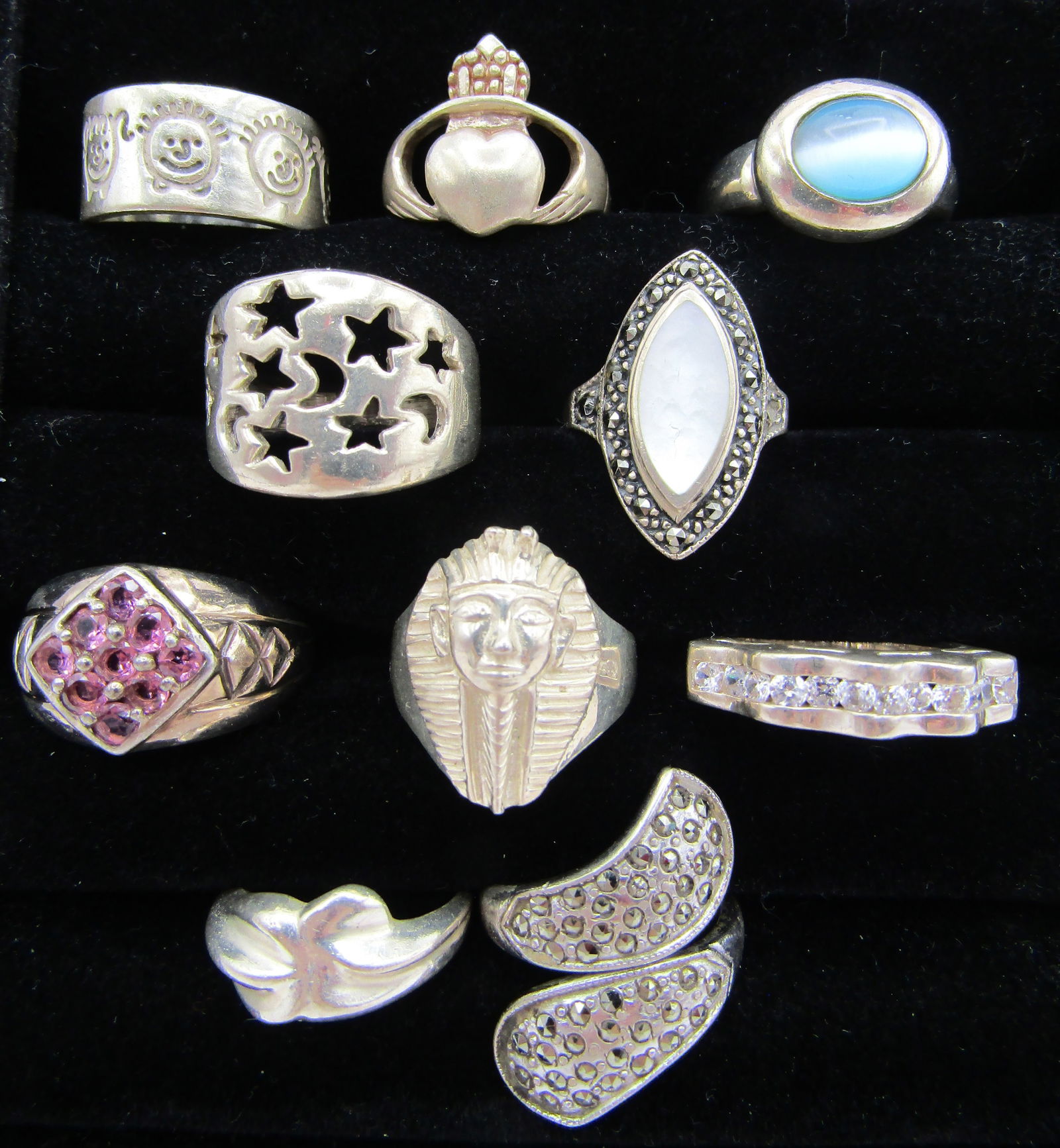 10 RING, ALL STERLING SILVER SIZE 7 COLLECTION LOT (1 of 5)