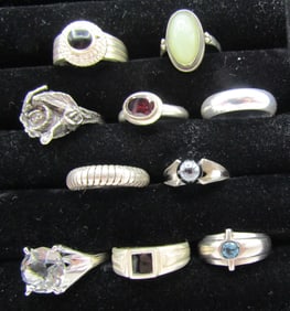 10 RING ALL STERLING SILVER SIZE7.5 COLLECTION LOT