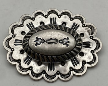 2" STERLING NAVAJO CONCHO PIN BROOCH