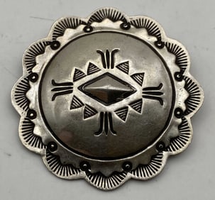 1.5" STERLING NAVAJO CONCHO PIN BROOCH