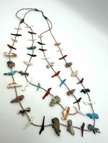 27.5" NATIVE AMERICAN STERLING FETISH NECKLACE