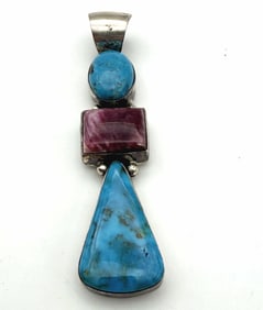 3" DONOVAN SKEETS STERLING TURQUOISE SHELL PENDANT