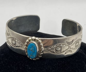 WILSON PADILLA STERLING TURQUOISE NAVAJO BRACELET