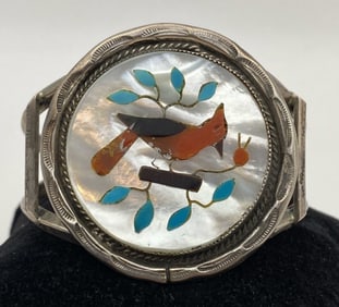 RICHARD BEGAY NAVAJO RED CORAL STERLING BRACELET