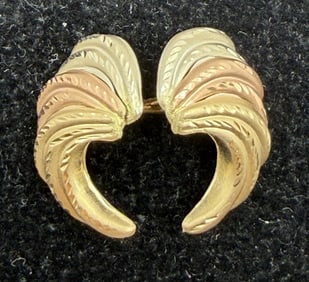 TRICOLOR 14K SOLID GOLD EARRINGS