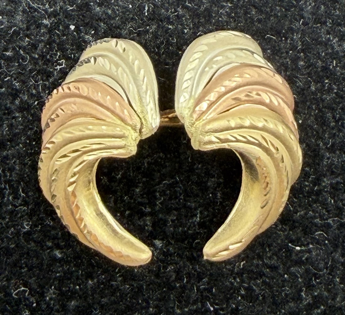 TRICOLOR 14K SOLID GOLD EARRINGS (1 of 3)