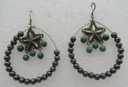 "G BOYD" NAVAJO PEARL TURQUOISE EARRINGS STERLING