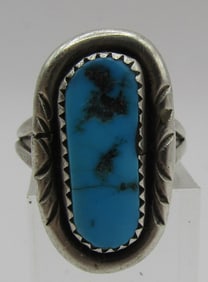 HANDMADE NAVAJO TURQUOISE RING STERLING SILVER