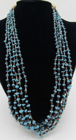 28" 5 STRAND TURQUOISE NUGGET HEISHI BEAD NECKLACE