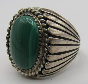 BOYD MALACHITE RING STERLING SILVER SIZE 12